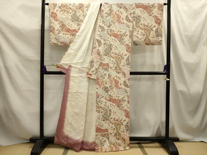 平和屋着物■上質な小紋　松竹梅道長吉祥花文　金彩　正絹　逸品　AABJ2112sx