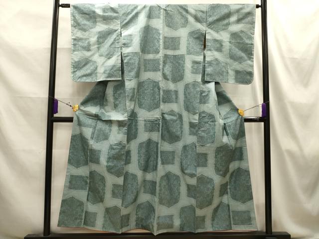 平和屋着物■本場大島紬　7マルキ　幾何学花文　正絹　逸品　AABJ2120sx