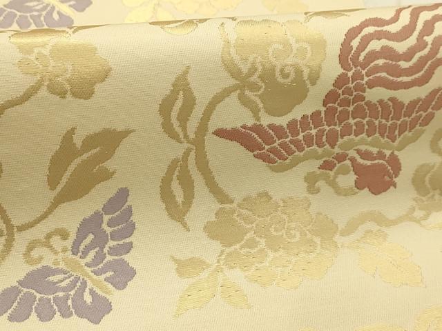 平和屋着物●西陣　田中義織物謹製　全通柄袋帯　花鳥舞蝶文　金糸　正絹　逸品　AABJ2124sx