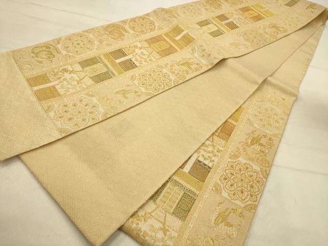 平和屋着物●六通柄袋帯　鳥獣花文　金糸　正絹　逸品　AABJ2125sx