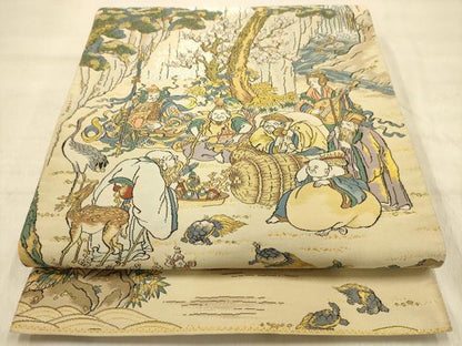 平和屋着物●全通柄袋帯　昇運十福図　金銀糸　正絹　逸品　AABJ2131sx