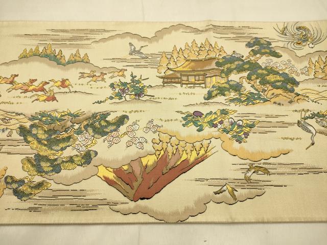 平和屋着物●全通柄袋帯　昇運十福図　金銀糸　正絹　逸品　AABJ2131sx