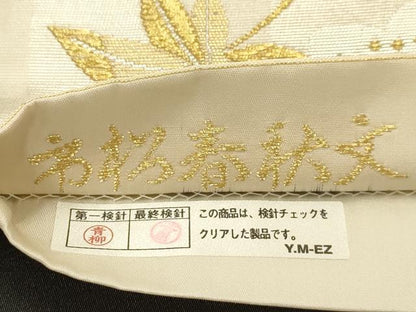 平和屋着物●山口美術織物　皇室　伊勢神宮御用　西陣織　六通柄袋帯　唐織　市松春秋文　金糸　正絹　逸品　AABJ2132sx