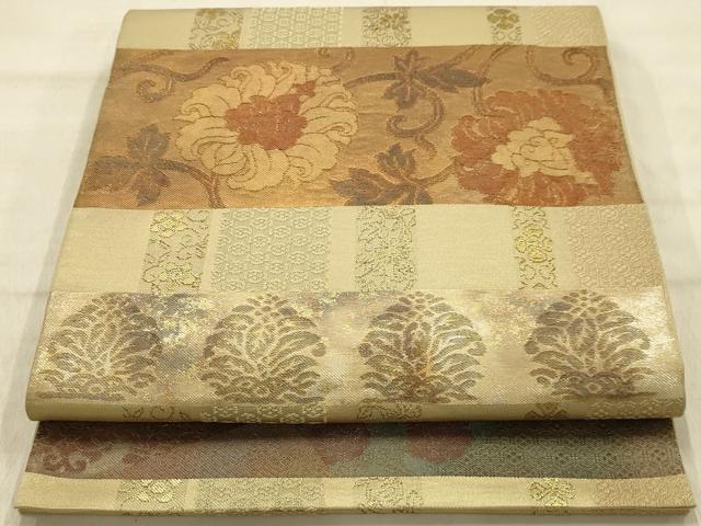 平和屋着物●西陣　川島織物　六通柄本袋帯　花唐草文　金糸　正絹　逸品　AABJ2133sx
