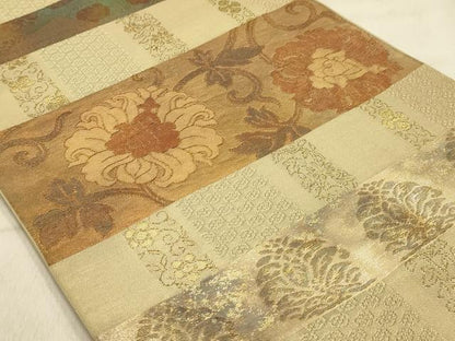 平和屋着物●西陣　川島織物　六通柄本袋帯　花唐草文　金糸　正絹　逸品　AABJ2133sx
