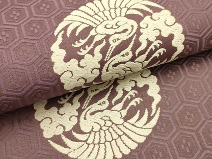 平和屋着物●九寸名古屋帯　唐織　双鶴丸文　正絹　逸品　AABJ2134sx