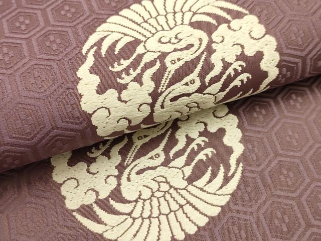 平和屋着物●九寸名古屋帯　唐織　双鶴丸文　正絹　逸品　AABJ2134sx