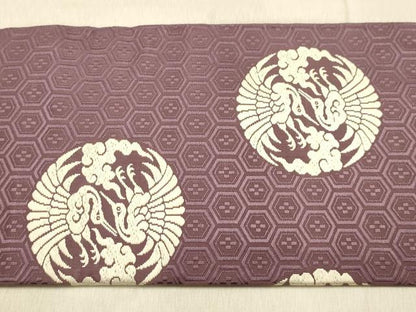 平和屋着物●九寸名古屋帯　唐織　双鶴丸文　正絹　逸品　AABJ2134sx