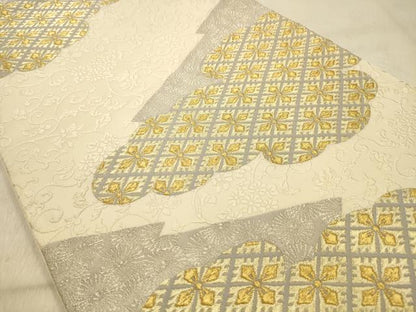 平和屋着物●六通柄袋帯　唐織　雲取花菱文　金銀糸　正絹　逸品　AABJ2135sx