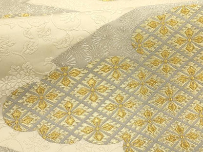 平和屋着物●六通柄袋帯　唐織　雲取花菱文　金銀糸　正絹　逸品　AABJ2135sx