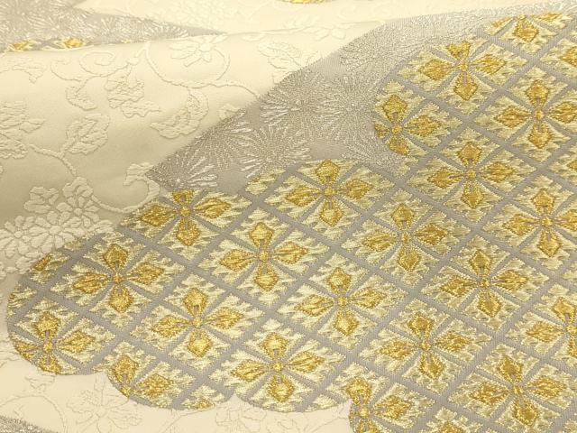 平和屋着物●六通柄袋帯　唐織　雲取花菱文　金銀糸　正絹　逸品　AABJ2135sx