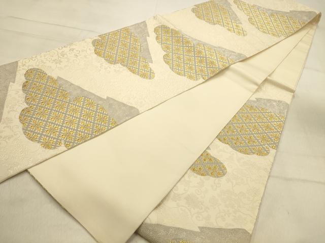 平和屋着物●六通柄袋帯　唐織　雲取花菱文　金銀糸　正絹　逸品　AABJ2135sx