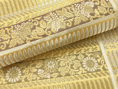平和屋着物●六通柄袋帯　横段花文　金銀糸　正絹　逸品　AABJ2137sx