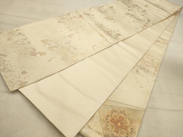 平和屋着物●太鼓柄袋帯　中国三大刺繍　スワトウ刺繍　汕頭刺繍　正倉院更紗花文　引箔　正絹　逸品　AABJ2138sx