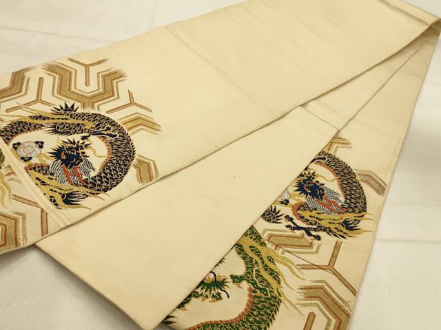 平和屋着物●アンティーク　大正ロマン　太鼓柄　京本袋帯　龍　金糸　正絹　逸品　AABJ2139sx