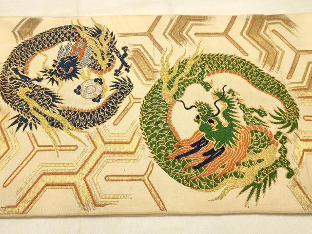 平和屋着物●アンティーク　大正ロマン　太鼓柄　京本袋帯　龍　金糸　正絹　逸品　AABJ2139sx