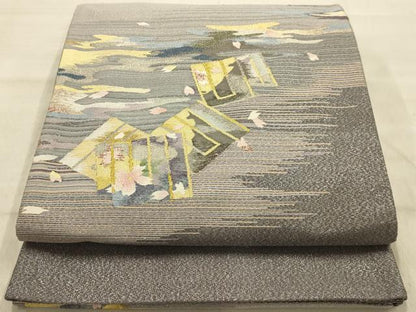 平和屋着物●爪搔き本綴れ　太鼓柄袋帯　源氏香　金銀糸　正絹　逸品　AABJ2158sx