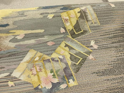 平和屋着物●爪搔き本綴れ　太鼓柄袋帯　源氏香　金銀糸　正絹　逸品　AABJ2158sx