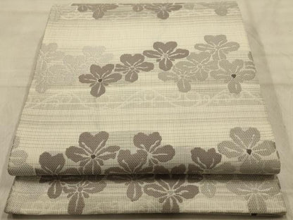 平和屋着物●六通柄袋帯　横段花文　正絹　逸品　未使用　AABJ2159sx
