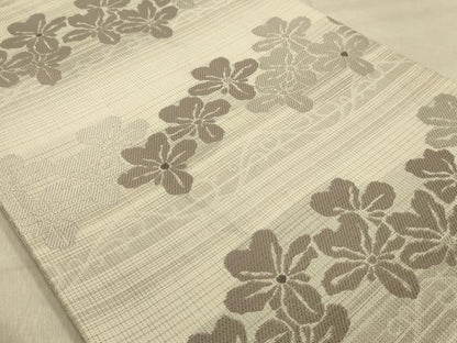 平和屋着物●六通柄袋帯　横段花文　正絹　逸品　未使用　AABJ2159sx