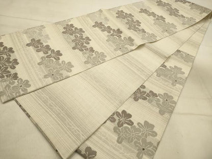 平和屋着物●六通柄袋帯　横段花文　正絹　逸品　未使用　AABJ2159sx