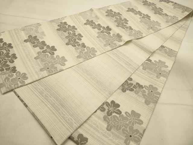 平和屋着物●六通柄袋帯　横段花文　正絹　逸品　未使用　AABJ2159sx