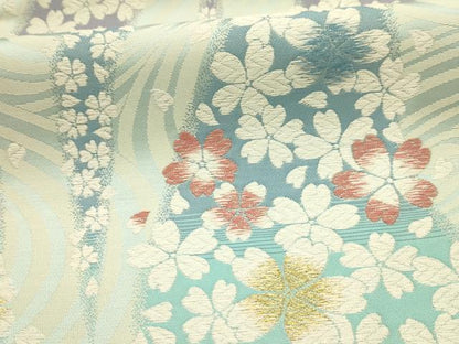 平和屋着物●六通柄袋帯　流水花文　金糸　正絹　逸品　AABJ2161sx