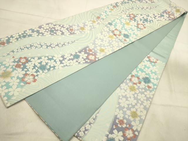 平和屋着物●六通柄袋帯　流水花文　金糸　正絹　逸品　AABJ2161sx