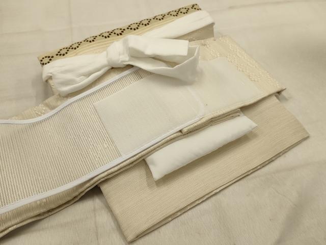 平和屋着物●ワンタッチつけ帯　花織　幾何学文様　やまと誂製　正絹　逸品　AABJ2162sx