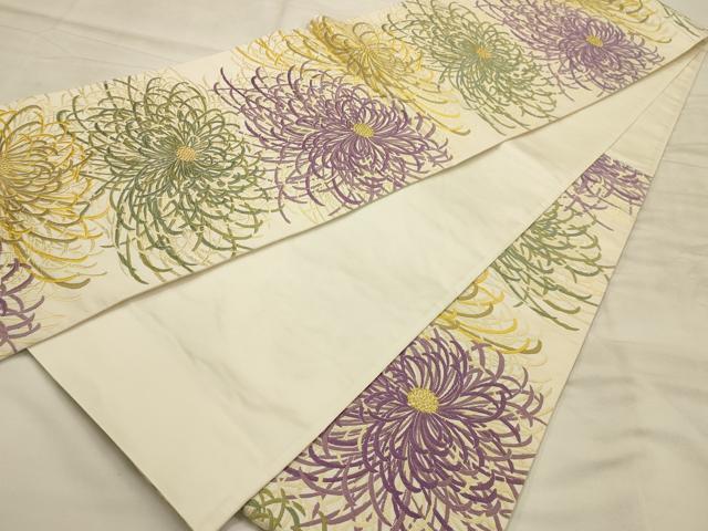 平和屋着物●六通柄袋帯　唐織　乱菊　金糸　正絹　逸品　AABJ2165sx