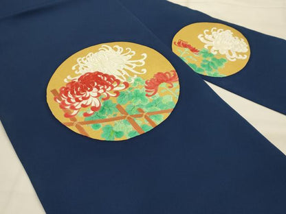 平和屋着物●塩瀬　九寸名古屋帯　手描き　刺繍　乱菊　金彩　正絹　逸品　AABJ2171sx