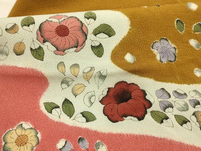 平和屋着物●九寸名古屋帯　辻が花　鬼しぼ縮緬　正絹　逸品　AABJ2173sx