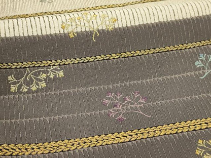 平和屋着物●六通柄袋帯　唐織　海松　金銀糸　正絹　逸品　AABJ2174sx