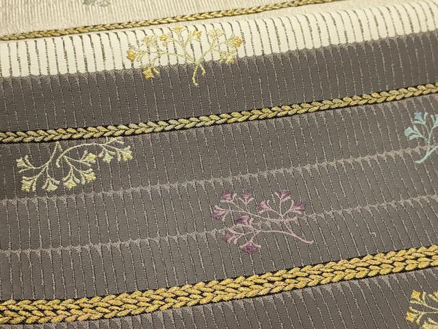 平和屋着物●六通柄袋帯　唐織　海松　金銀糸　正絹　逸品　AABJ2174sx