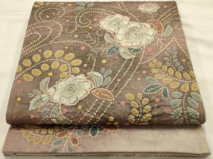 平和屋着物●太鼓柄袋帯　辻が花　絞り　金糸　正絹　逸品　AABJ2177sx
