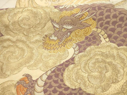 平和屋着物●六通柄袋帯　龍　金銀糸　正絹　逸品　AABJ2178sx
