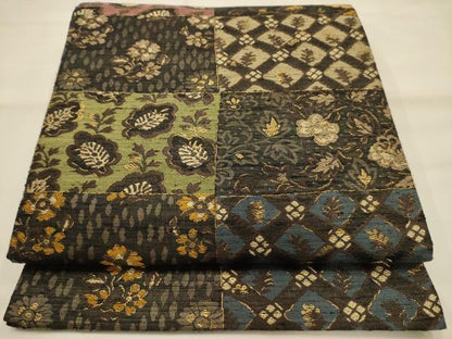 平和屋着物●六通柄袋帯　唐織　本草木染　洋花文　金糸　正絹　逸品　AABJ2180sx