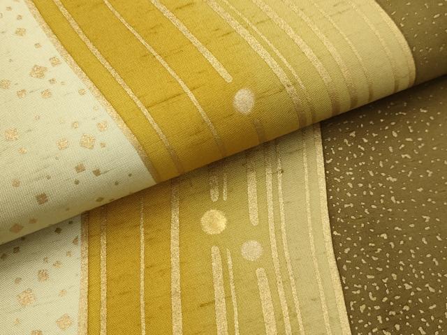 平和屋着物●石川県指定無形文化財　牛首紬　白山工房　手織り　全通柄袋帯　流水文　金彩　証紙付き　正絹　逸品　AABJ2191sx