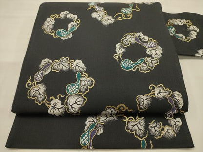 平和屋着物●九寸名古屋帯　唐織　瓢箪　金糸　正絹　逸品　AABJ2192sx