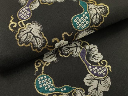 平和屋着物●九寸名古屋帯　唐織　瓢箪　金糸　正絹　逸品　AABJ2192sx