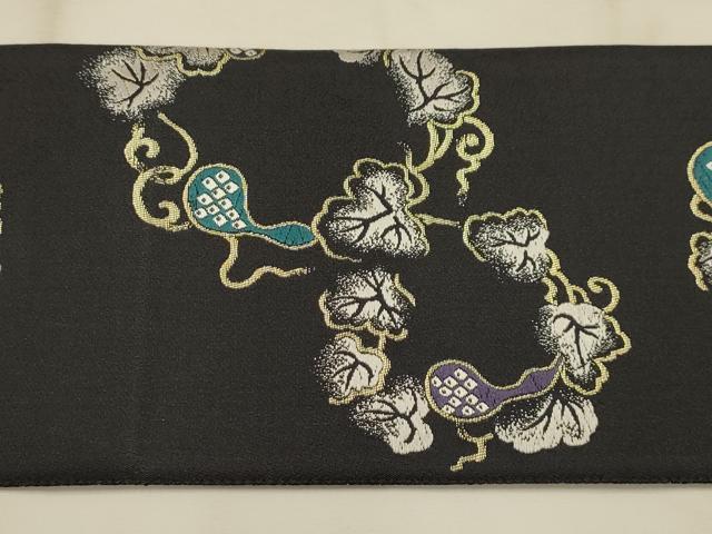 平和屋着物●九寸名古屋帯　唐織　瓢箪　金糸　正絹　逸品　AABJ2192sx