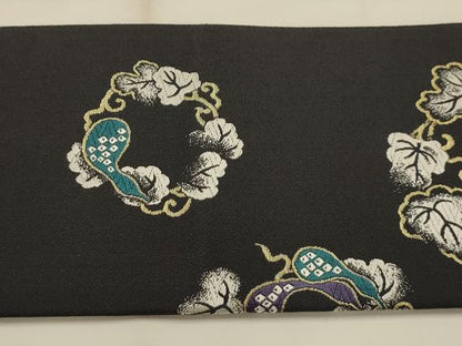 平和屋着物●九寸名古屋帯　唐織　瓢箪　金糸　正絹　逸品　AABJ2192sx