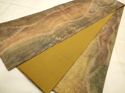 平和屋着物●本場縞大島紬　全通柄袋帯　絞り　霞文　証紙付き　正絹　逸品　AABJ2193sx