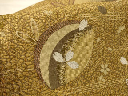 平和屋着物●伝統工芸士　時枝洋海　ワンタッチつけ帯　柿渋染　泥染　兎　舞桜　やまと誂製　正絹　逸品　AABJ2198sx