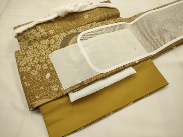 平和屋着物●伝統工芸士　時枝洋海　ワンタッチつけ帯　柿渋染　泥染　兎　舞桜　やまと誂製　正絹　逸品　AABJ2198sx