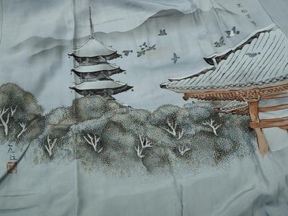 平和屋着物■男性　長襦袢　袷　京都百景　金彩　正絹　逸品　AABJ2204st