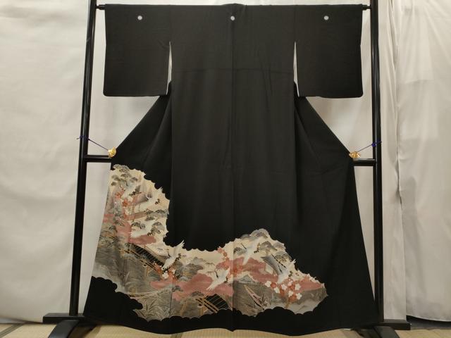 平和屋着物■豪華黒留袖　松竹梅飛鶴文　金彩　正絹　逸品　AABJ2209st