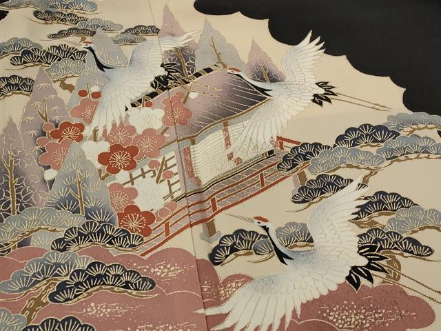 平和屋着物■豪華黒留袖　松竹梅飛鶴文　金彩　正絹　逸品　AABJ2209st