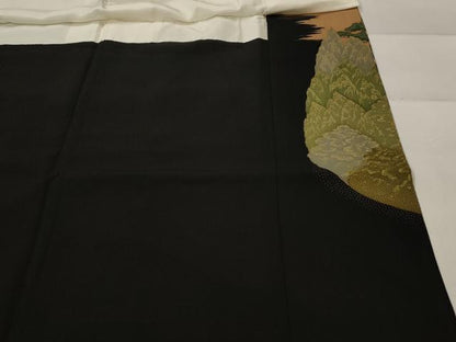 平和屋着物■豪華黒留袖　作家物　風景松文　金彩　正絹　逸品　AABJ2214st