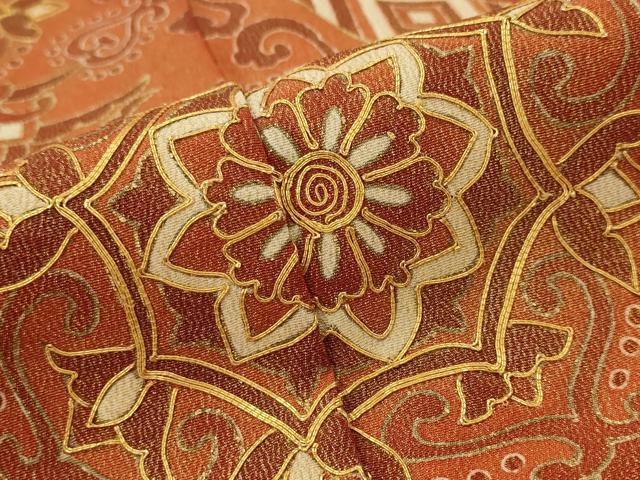 平和屋着物■豪華黒留袖　駒刺繍　花唐草文　金彩　正絹　逸品　AABJ2218st